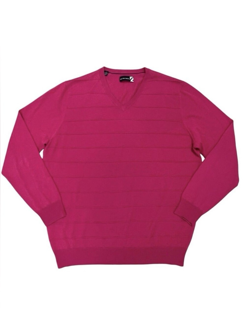 Saks Fifth Avenue Silk Cashmere Sweater V-Neck Long Sleeve Pink Magenta Men’s XL